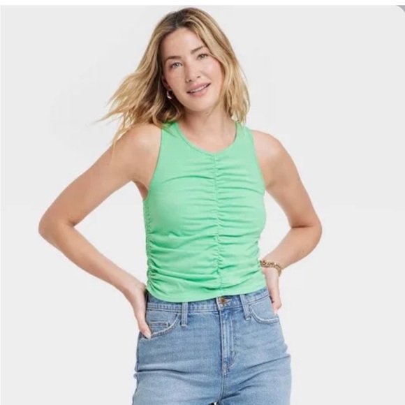 Universal Thread Women's Green Ruched Top - Picture 1 of 4